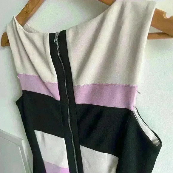 Vintage Maggie London Women’s Bodycon Purple Black Geometric Formal Dress Medium - Picture 5 of 10